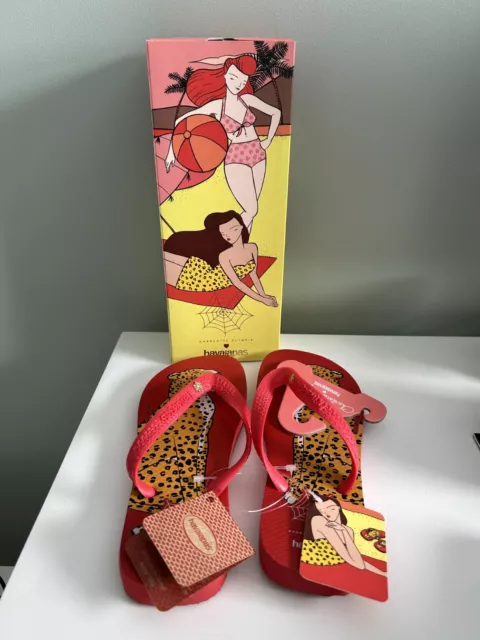 Charlotte Olympia for HAVAIANAS Flip Flops Bruce the Leopard, Size 35-36, NWT