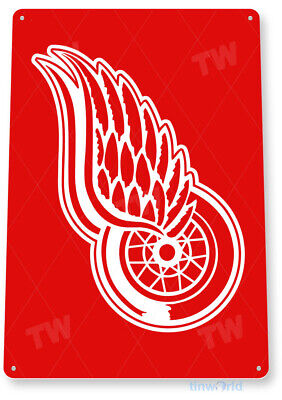 TIN SIGN Red Wings Hockey Metal Décor Wall Art Sports Shop Bar Store Cave A590