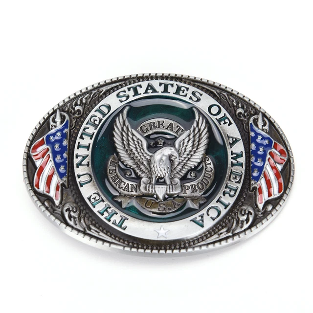 Stile western nuovo Stati Uniti Bandiera americana aquila metallo lega moda uomo cintura buc ZR