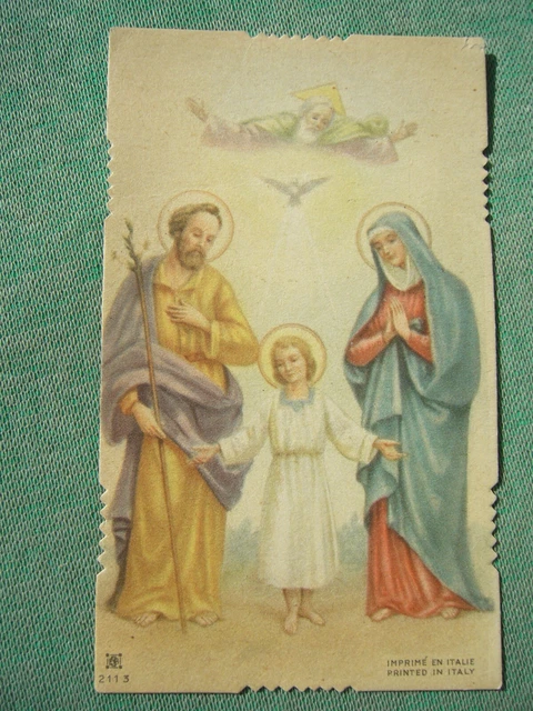 Santino Originale Fustellato E Policromo Sacra Famiglia Con Maria S. Giuseppe