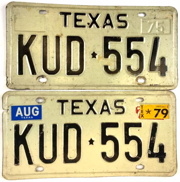 Vintage Texas 1979 Pair Auto License Plate Set Garage Man Cave Decor Collector