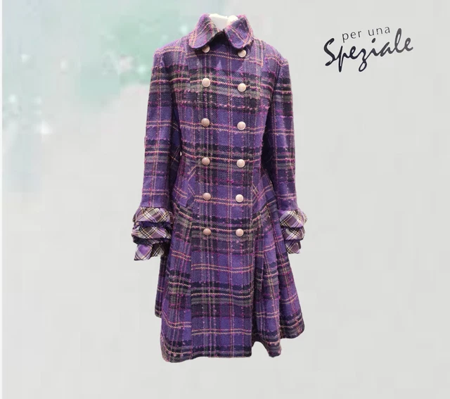 PER UNA RETRO PUNK PURPLE TARTAN COAT Speziale Check MiIitary Wool tweed UK 14 69.99 PicClick UK