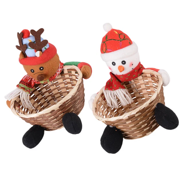 Cesta Regalo Tejido Bambú Para Navidad Navidad Dulces Caja Decoración