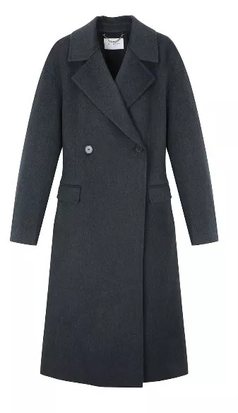 MICHAA Wool Cashmere-Blend Long Coat (Dark Green) Size Small