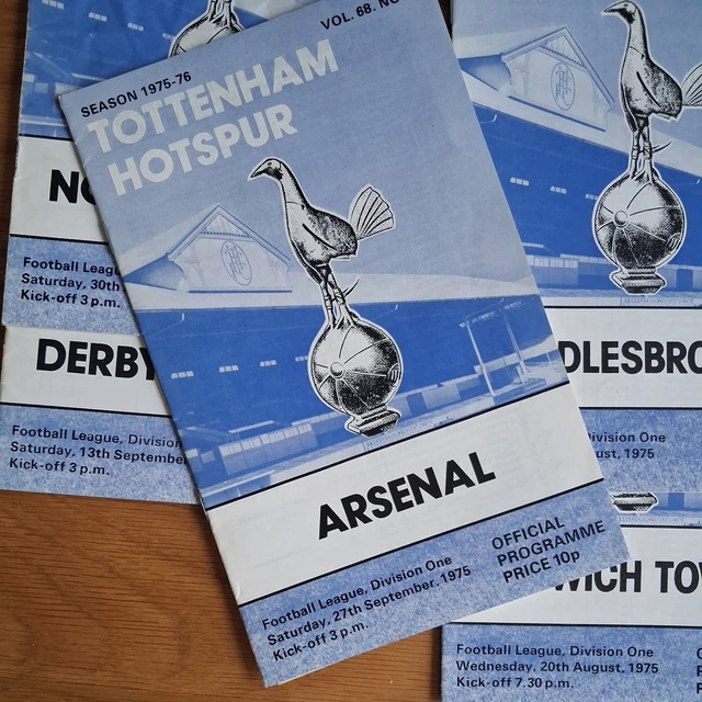 6 X TOTTENHAM Hotspur Home Programmes 1975/76 Season incl Pat Jennings ...