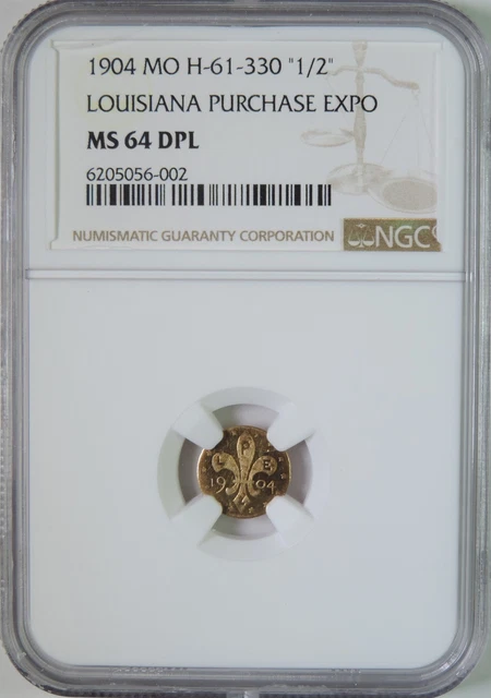 1904 MO H-61-330 Louisiana Purchase Expo 1/2 Dollar Gold Token NGC MS64 DPL