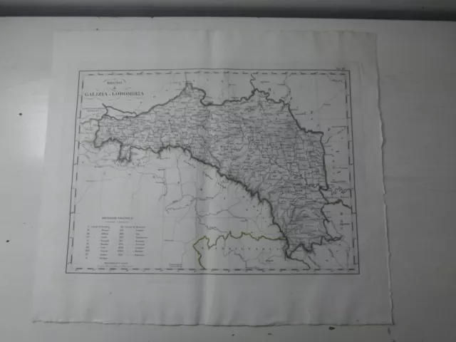 Antique engraving map 800 Kingdom of Galicia and Lodomyria 47x41 cm