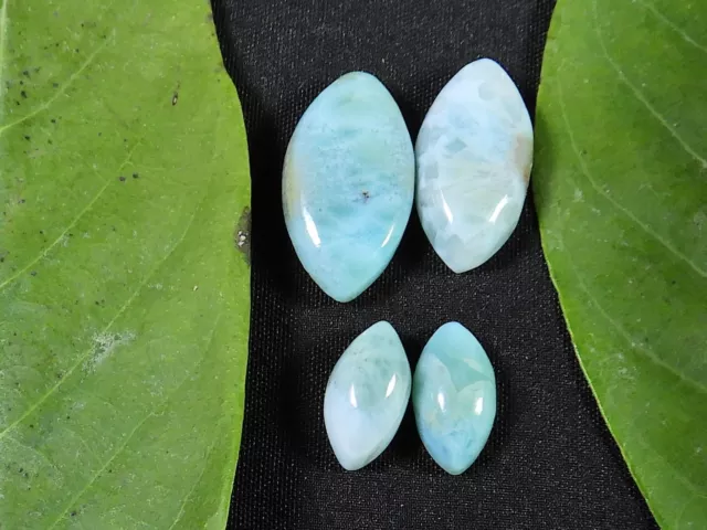 18Cts. Natural Larimar Marquise Cabochon Loose Gemstone 05 Pcs Lot 10-20 MM