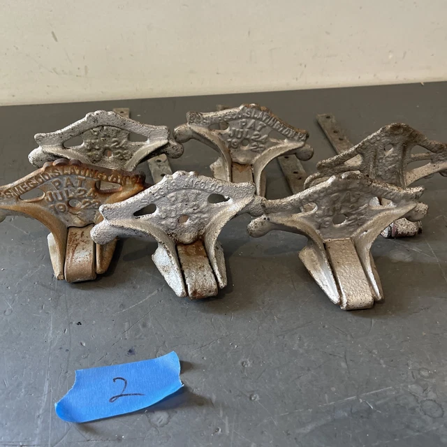 Lot of 6 Vintage Cast Iron Snow Birds Roof Guards, Architectural Salvage Hooks
