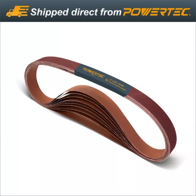 POWERTEC 240 Grit 1 x 30" Sanding Belt Aluminum Oxide Sandpaper - 10PK (111350)
