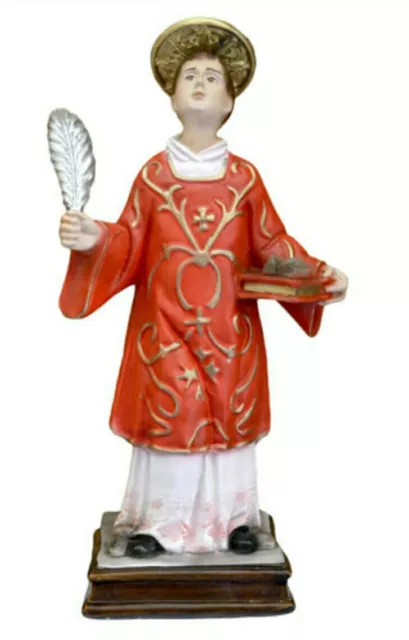 Statua Santo Stefano Cm 30 In Resina  Decorata A Mano Produzione Artigianale