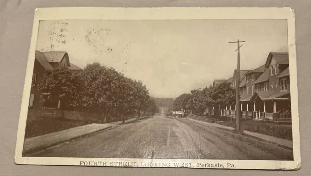 Vntg 1910’s-20’s RPPC Fourth St Looking West Perkasie Pa