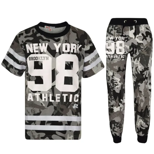 Bambini Ragazzi Top Camouflage New York Brooklyn 98 T Maglia & Set Pantaloni