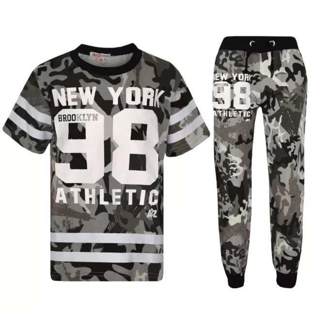 Niño Top Camuflaje New York Brooklyn 98 Camiseta Tops & Pantalón Set 7-13 Año