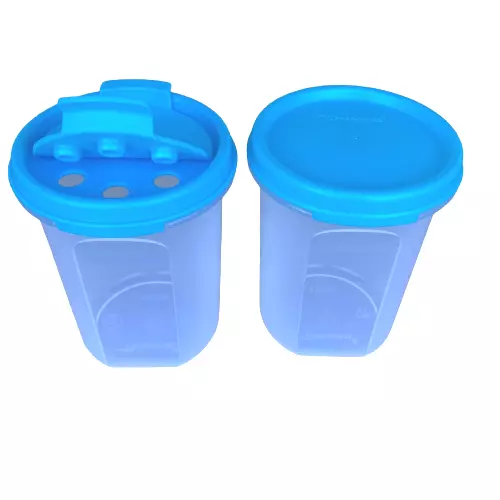 Tupperware Modular Mate Round #2 Shaker Lid and Basic Light Blue Set of 2