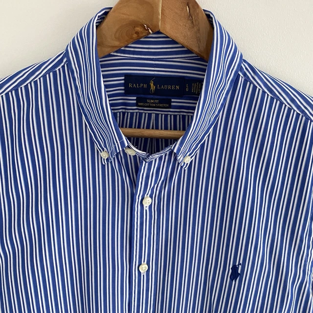 Brooks Brothers Polo da uomo in piqu di cotone a maniche lunghe a righe, Striscia bianca, M