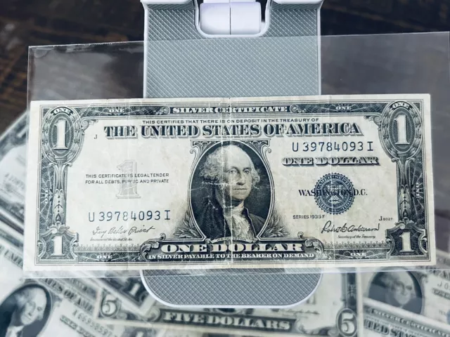 1935 F $1 SILVER CERTIFICATE, BLUE SEAL. Fine Condition. No Tears