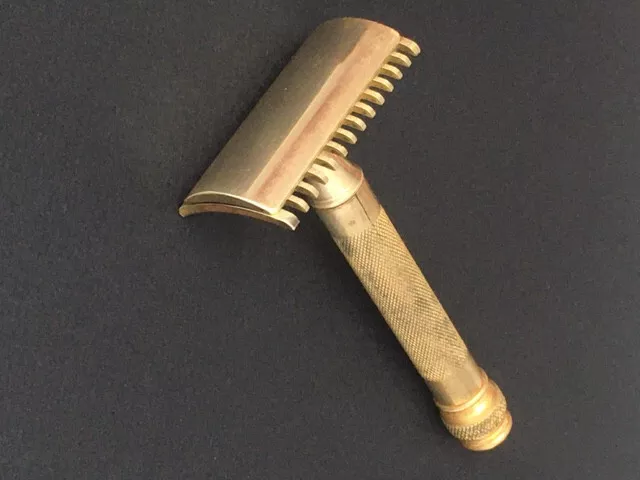 Vintage Gillette Brass Ball End Open Comb Safety  Razor, Circa 1930s, Made in US