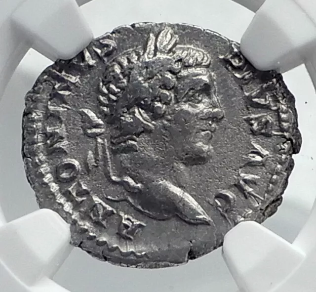 CARACALLA Captives & River-God Ancient 207AD Rome Silver Roman Coin NGC i81697 2