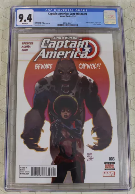 CAPTAIN AMERICA SAM WILSON #3 CGC 9.4 (2016) Corben homage cover (Marvel Comics)