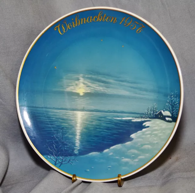 Piatto Natale Rosenthal, 1957, " Natale Am See ", Willy Hein, Dipinti Mano