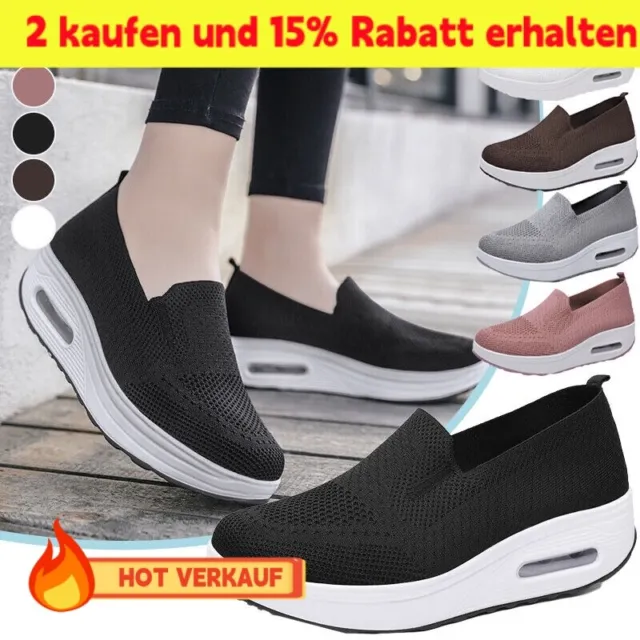 Damen Slip On Orthopädische Plattform Sneakers Kissen Diabetic Walking Schuhe