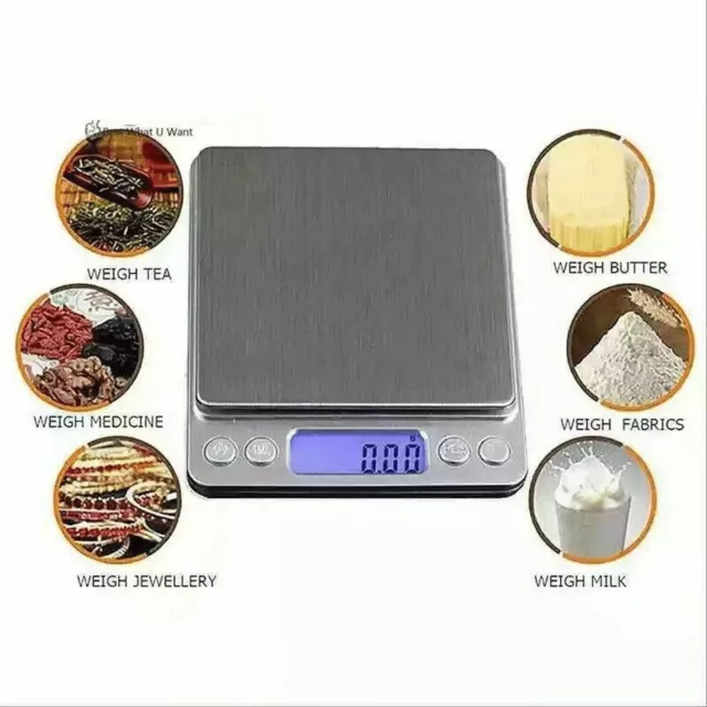 Digital Weight Scale Kitchen Jewelry Gold Grain Food MiniSize Gram 2000g x 0.1g