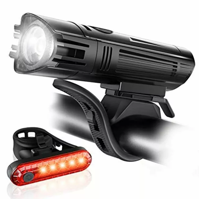 Ascher Ultra Bright USB Rechargeable Bike Light Set, Powerful Bicycle Front Head