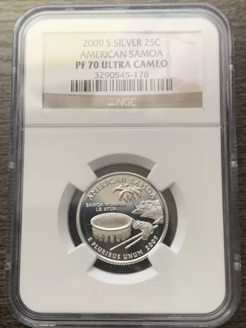 2009 s American Samoa Silver Quarter NGC PF70 Ultra Cameo Brown Label