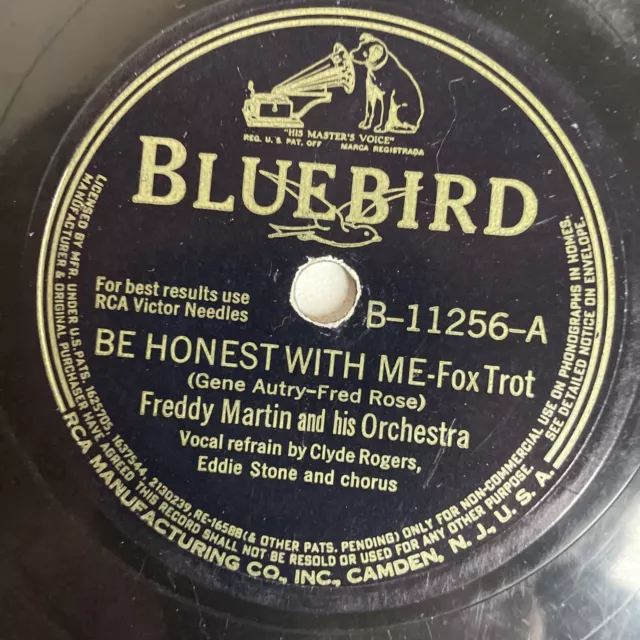 10" 78 RPM-Freddy Martin-Be Honest With Me/Blue Champagne/Bluebird B-11256