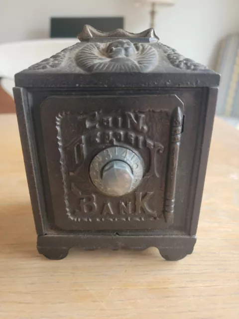 Vintage Cast Iron "Coin Deposit Bank" Combo Door Safe