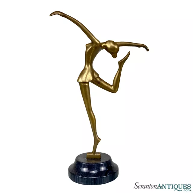 Vintage Modern Abstract Brass & Marble Ballerina Dancer Sculpture
