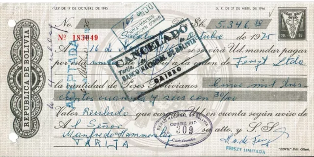 Bolivia - cheque de facturación