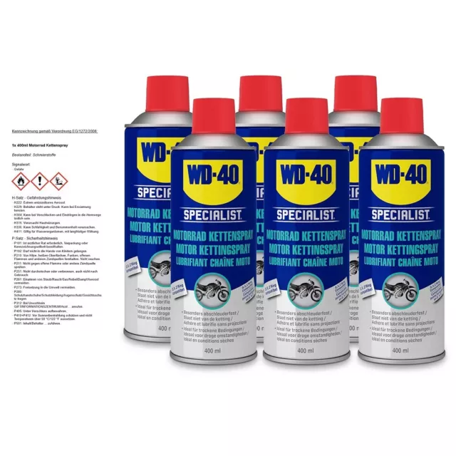 WD-40 SPECIALIST 6x 400 ml MOTORRAD KETTENSPRAY MOTORBIKE KETTENFETT