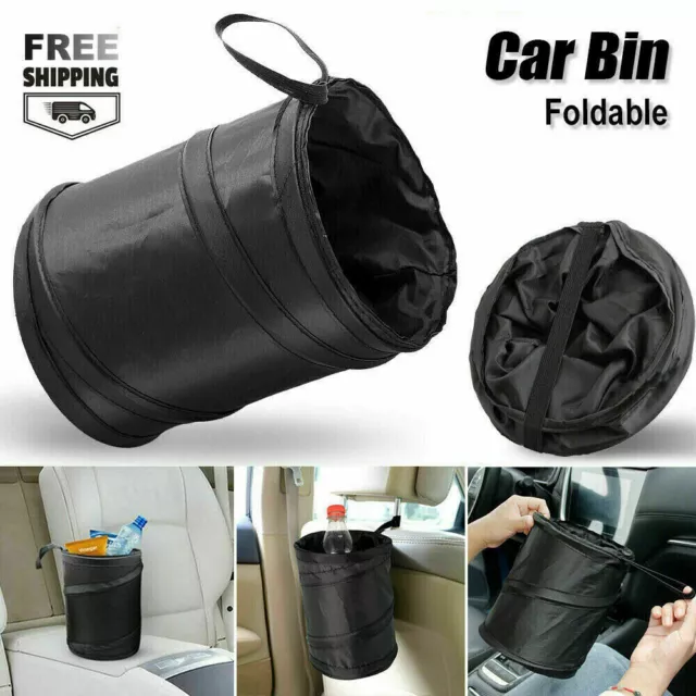 Car Bin Pop Up Black Storage Dustbin Foldable Travel Mini Rubbish Waste Basket 2