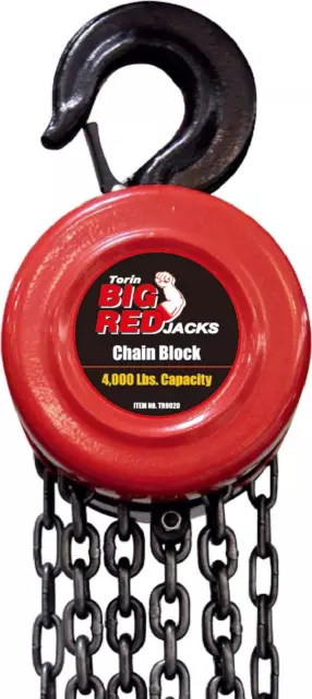 BIG RED TR9020 Torin Manual Hand Lift Steel Chain Block Hoist with 2 Hooks, 2 lb