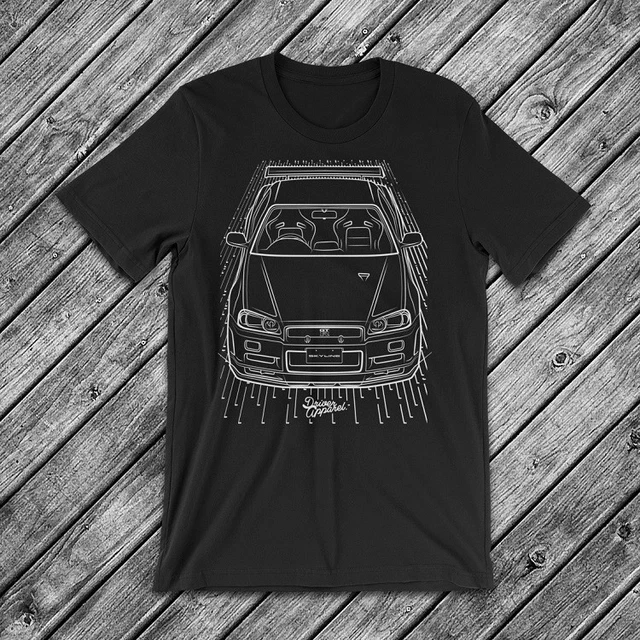 T-shirt Nissan Skyline R34 GTR JDM - Noir, Marque Fruit Of The Loom, Fabriqué Au Japon