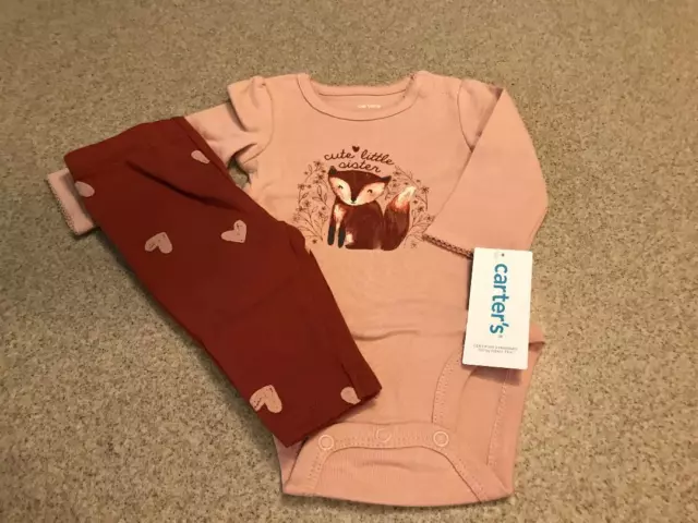 New Carters Baby Girls Sister Fox Bodysuit and Pants 2 Piece Set 3 6 9 12 18 24