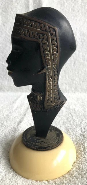 Vintage Israel Hakuli Bronze Yemenite Jews Girl Head Sculpture Judaica