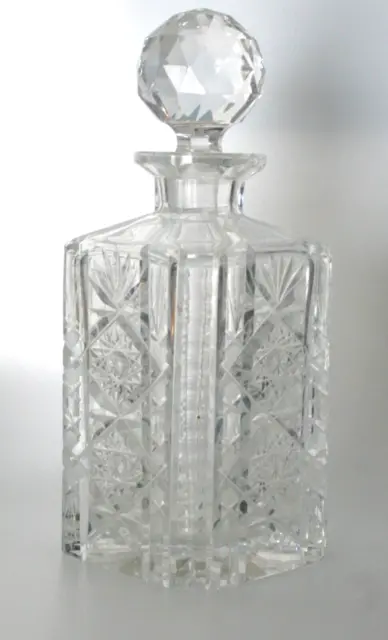 Art Deco Whisky Dekanter Karaffe Bohemia Kristallglas Groß Schwer Handschliff