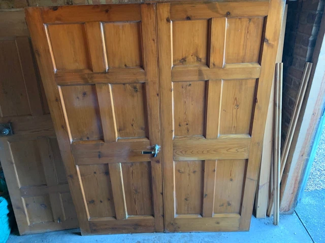 Antique Vintage Reclaimed Victorian Edwardian Wooden 6 Panel Double Doors R-1005