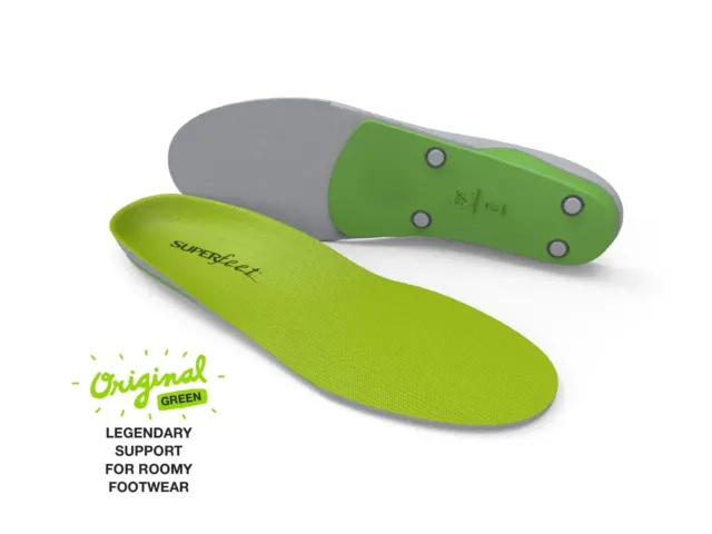 Superfeet Green Original Insoles - Premium Orthotic Arch Support Shoe Inserts