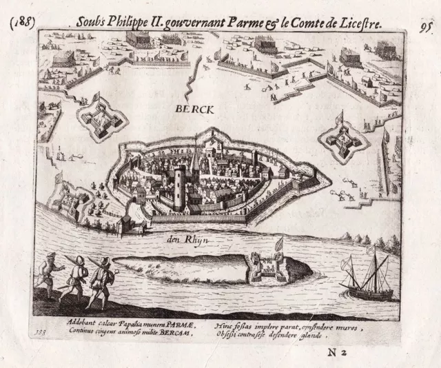 Rheinberg Rhein Nordrhein-Westfalen Baudartius Kupferstich engraving 1616