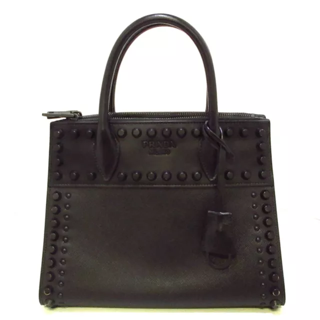 Auth PRADA Paradigme Bag 1BA103 Black Saffiano Leather City Calf Leather Women's