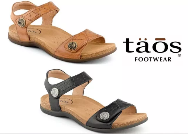 Taos Footwear Comfort adjustable leather sandals Taos Shoes Pioneer Black Tan