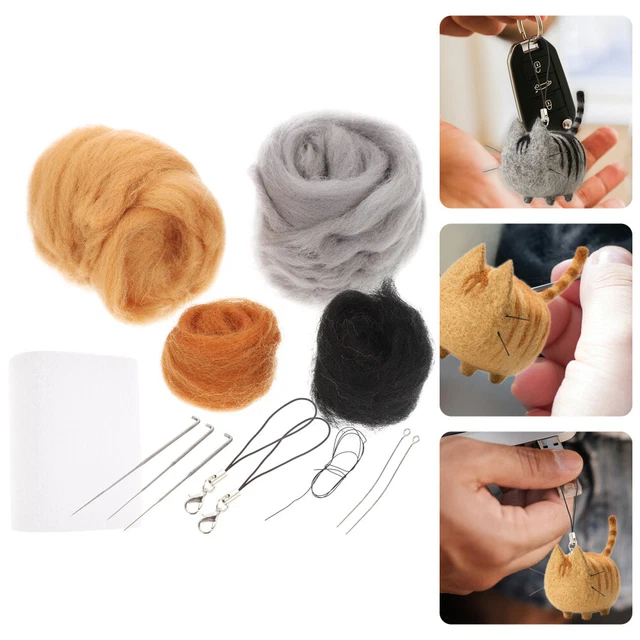 1 juego de juguetes con agujas hechos a mano gatitos decorativos con agujas juguete de fieltro divertido