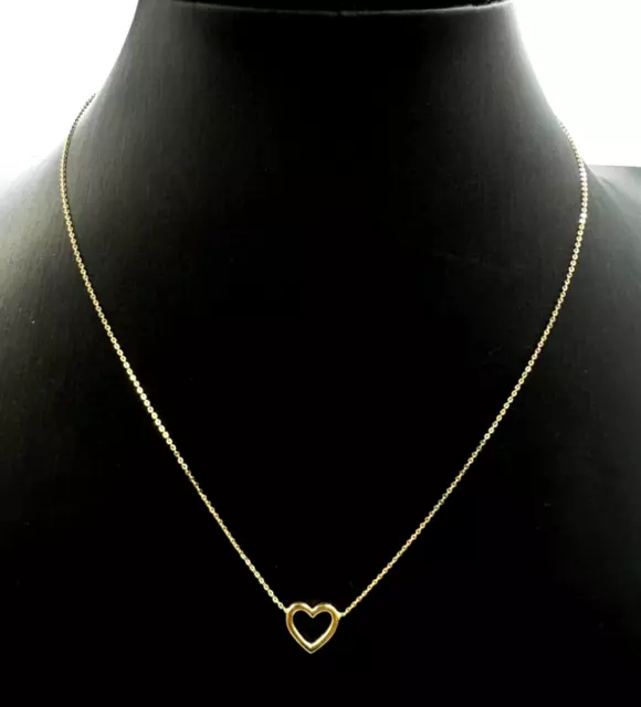 Collar Cadena Central Corazón Oro Amarillo Macizo 18K Vintage Años '80 Italia