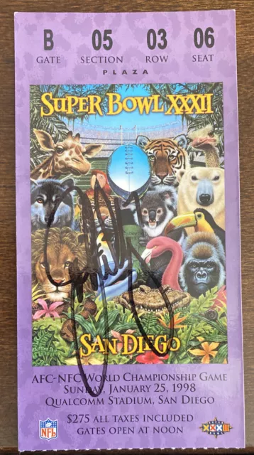 Super Bowl XXXII Signed Ticket John Elway