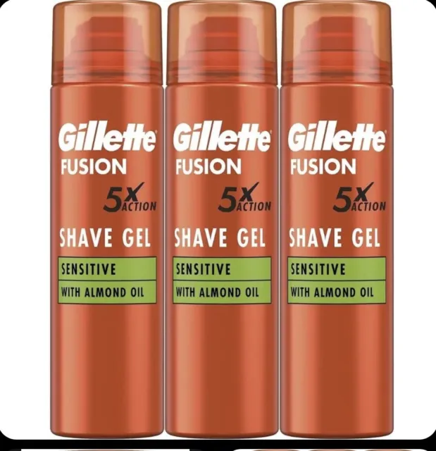 3 x gel de afeitar ultra sensible para hombre Gillette Fusion 5 200 ml