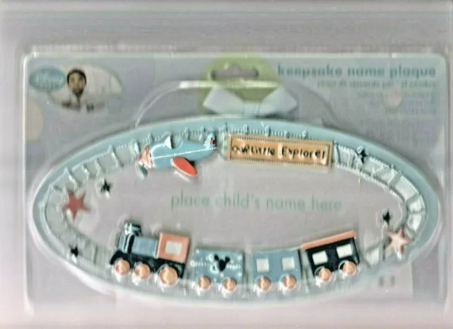 Disney Baby Keepsake Plaque "Our Little Explorer" Train Blue NEW Babies Room
